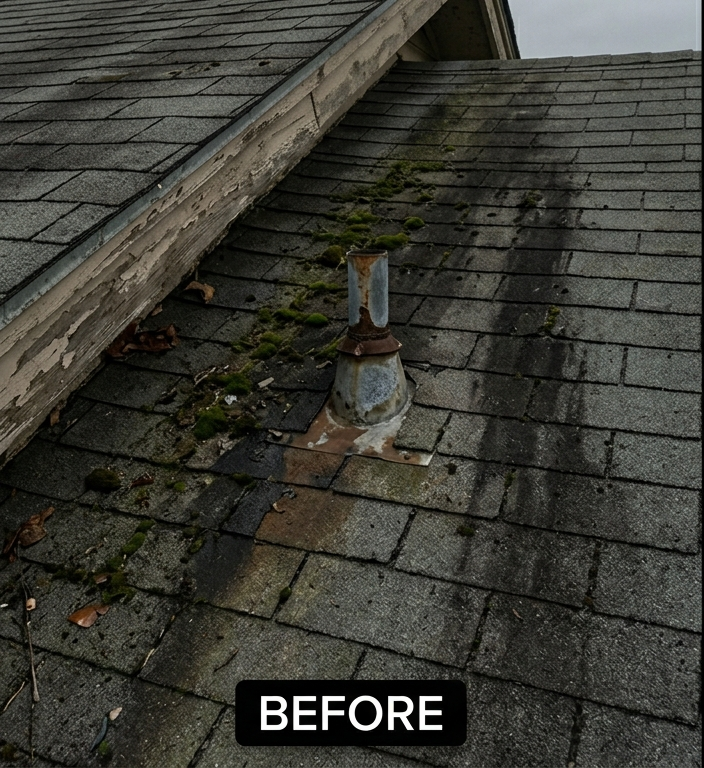 Before roof cleaning